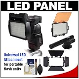 RPS Studio LED Video Light Panel Attachment with Barn Doors + Diffuser Filter Set + Microphone + Cleaning Kit for Canon, Nikon, Olympus, Pentax & Sony Digital SLR Cameras & Flash Units