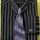 Raised Fine Line Stripe French Cuff Dress Shirt