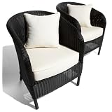 Strathwood Bahia Resin Wicker Arm Chair with Cushion, Set Of 2
