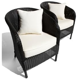 Strathwood Bahia Resin Wicker Arm Chair with Cushion, Set Of 2