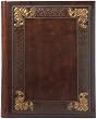 Brown Embossed Italian Leather Photo Album, Holds 120 4x6 Photos, Gift Boxed, 8x8"