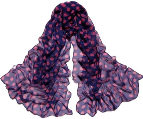 SACAS Pink Poka Dots Purple Sheer Shawl Light Weight Wrap 63"x20"