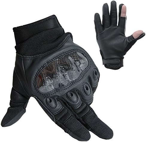 iEazy Cool Knuckle Protection Full Finger Military Gear Tactical Gloves, Black, Large