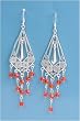 Sterling Silver Earrings with Orange Crystals - Size: 80mm