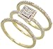 14k Yellow Gold 1/4 (7mm) wide Wedding Set Ring, w/ 0.60 Carat Brilliant Cut & Invisible-set Diamonds