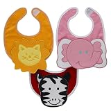 I Play Girls’ Animal Bibs– 3-pk.– 3-12 Months