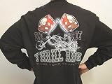 Thrill Ride Mens Long Sleeve Heavy Black Shirt, Skull Dice Taking Chances Shirt