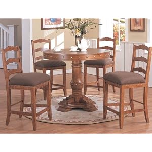 5pc Round Counter Height Dining Table and 4 High Chairs Set by