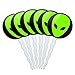 Set of 6 Cupcake Picks Toppers Decoration Space and Aliens - Alien Head Roswell
