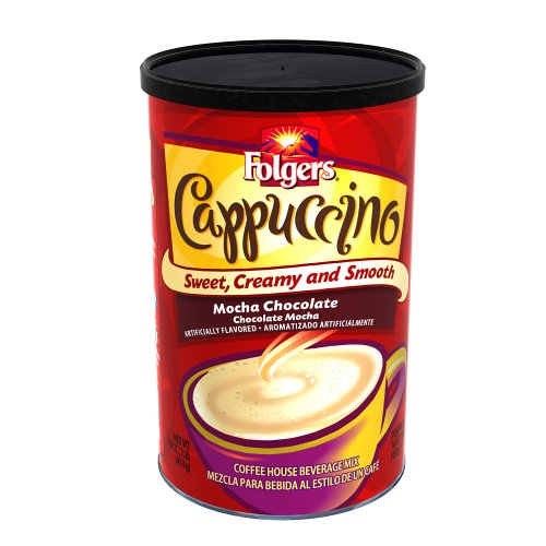 Folgers Cappuccino, Mocha Chocolate Coffee Beverage Mix, 16-Ounces Canisters (Pack of 6)