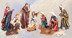 Polyresin Nativity Set in Traditional Italian Colors - 11 Piece Set - 8" Figurines