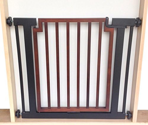 Fitzgerald Dog Gate - 32" Tall X 34"-39" Wide - Hardwood door / Black frame