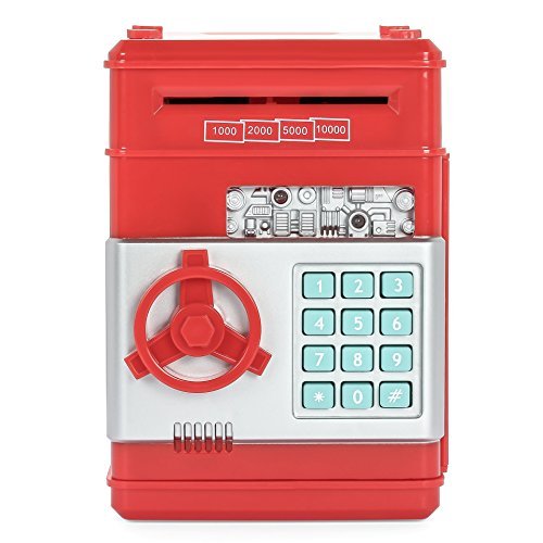 Ainypiggy-bank Code Electronic Money Bank Piggy Money Banks Coin Saving Banks ATM Safty Banks,red