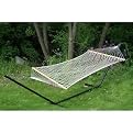 Rope Hammock and Stand Set- Natural/ Green