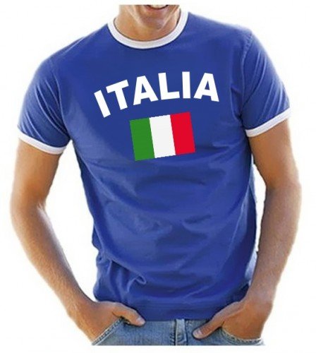 Italien T-Shirt Ringer Blau, Gr.XXL