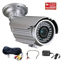 VideoSecu 700TVL OSD Menu Built-in 1/3'' SONY Effio Color CCD Security Camera Day Night Vision Outdoor High Resolution 4-9mm Varifocal Lens 42 IR Infrared LEDs for CCTV DVR Home Surveillance System with Mini Microphone, Extension Cable and Power Supply WG6