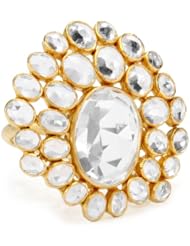 Lauren Harper Collection Milky Way 18k White Gold and White Topaz Peacock Ring, Size 7