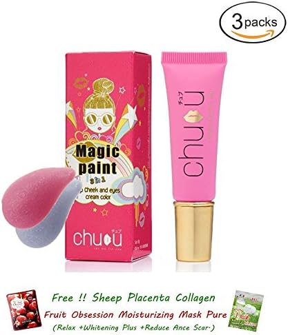 3 Units of Chubu Magic Paint 3in1 Lip Cheek Eye Cream Paint (Natural Pink Cb001)Attractive, Alluring, Eye-catching [Get Free Tomato Facial Mask]