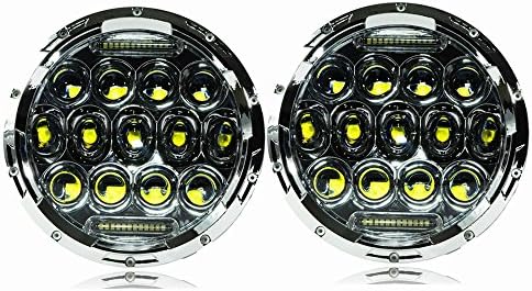 Flux Utmost Chrome 7 Inch Round LED Headlight with High Low Beam H4/H13 DRL for Jeep Wrangler JK TJ