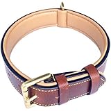 Soft Touch Collars - Padded Leather Dog Collar, Large Brown - Genuine Real Leather