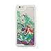 iPhone 6 & 6S Case, GREEN ARIEL MERMAID Luxury Bling Waterfall Sparkle Hard Protective Cover with Liquid Infused with Floating Glitter and Stars and FREE TEMPERED GLASS