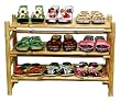 Bamboo 3 Tier Folding Shoe Rack w Natural