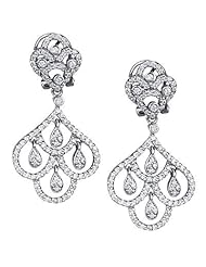 14K White Gold Diamond Dangle Earrings Omega Back (1.40 Cttw, SI Clarity, F Color)