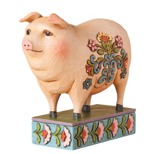 Jim Shore Heartwood Creek In Hog Heaven Folk Art Decorated Farm Pig Figurine