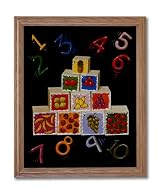 Counting Block Kids Room Child Home Decor Wall Picture Oak Framed Art Print
