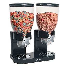 Zevro Dual Dry Food Dispenser  Black Chrome