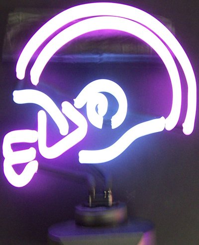 Purple And White Football Helmet Sculpture Neon Sign