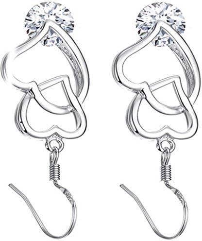 Women's Jewelry Eardrop Earrings Silver Plated Inlay Cubic Zirconia Love Hearts White