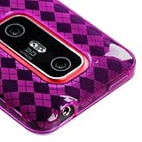HTC EVO 3D Sprint Candy Gel Skin Case - Purple Argyle Hot Pink