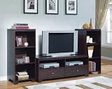 Cappuccino Finish Entertainment Center TV Stand Book Shelves
