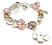 Personalised Silver &amp; Pink Special Flower Girl Charm Bracelet - Engraved Gift