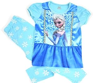 Girls Frozen Elsa Blue Pajamas 2 Piece Set for Ages 2 to 7 (5Y (110))