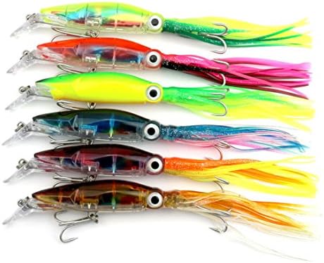 Ucsports 6pcs Octopus Bionic bait Hard Baits Beard bait 14cm 40g fishing lure sets fishing tackle