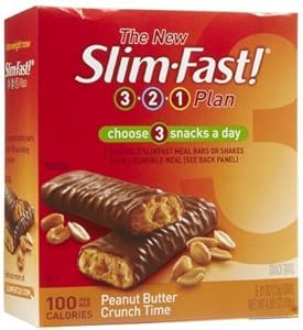 slim-Fast 3-2-1 100-Calorie Snack Bars , Peanut Butter Crunch Time, 6 ct (pack of 4)