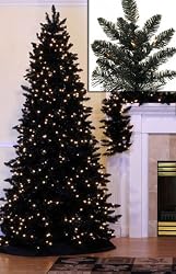 6.5' Pre-Lit Slim Black Ashley Spruce Artificial Christmas Tree - Clear Lights