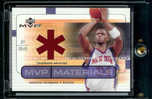 2003-04 Upper Deck MVP Materials Antonio McDyess Authentic Warm-Up New York Knicks Basketball Card - Mint Condition - Shipped In Protective Display Case!