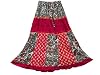 Peasant Skirt Red Patchwork Cotton Long Hippie Gypsy Crinkle skirts
