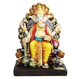 Colorful Ganesh Statue on a Lion Throne