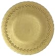 Bottom Painted Glass Fleur De Lis Design Gold Dinner Plate10" D Set of Two