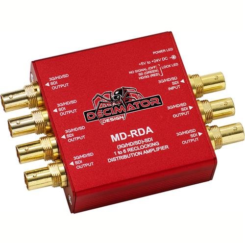 Decimator Design MD-RDA Miniature (3G/HD/SD)-SDI 1 to 6 Relocking Distribution Amplifier