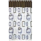 Blue and Brown Geo Bathroom Fabric Bath Shower Curtain by JoJo Designs