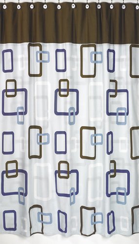 Click here for Blue and Brown Geo Bathroom Fabric Bath Shower Cur... prices
