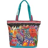 Laurel Burch Shoulder Tote Zipper Top 19, 1/2-Inch by 6, 3/4-Inch by 15-Inch, Fantasticats
