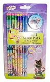 Inkology Cat Tales Pencil Value Pack, Each Set Contains 8 Pencils, 3 Erasers, 1 Pencil Sharpener (674-9)