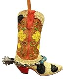 Country Western Floral Cowboy Boot Christmas Ornament