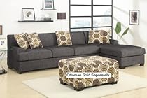 Big Sale Verona Sectional Sofa Set in Faux Linen FInish (Ash Black, sofa & Chaise)